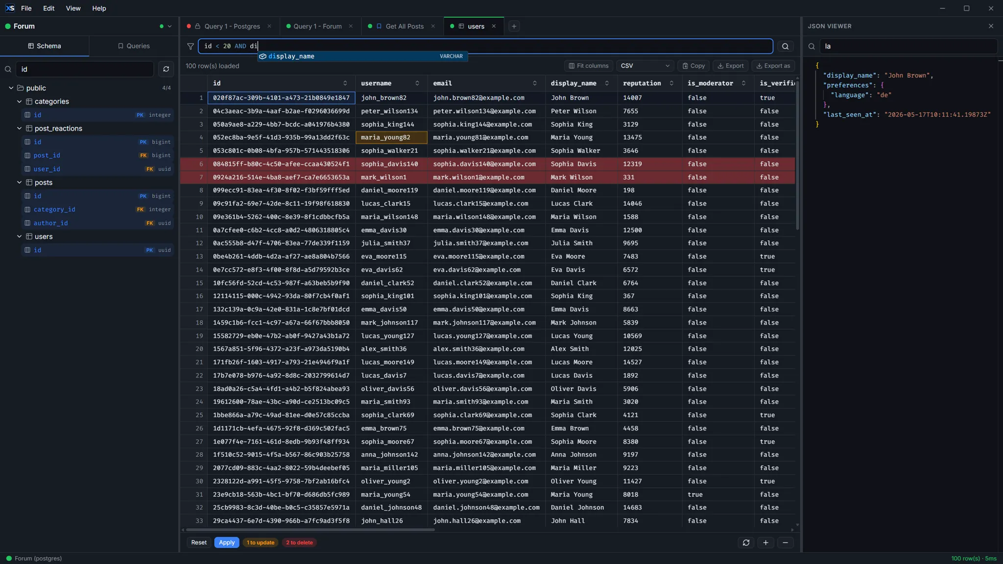 XenSQL table editor with inline editing